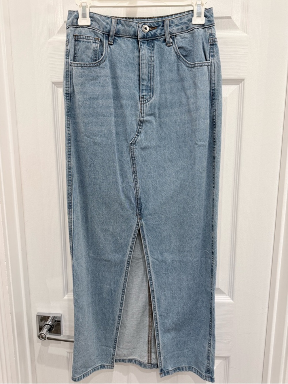NWT Light Blue Denim Pencil Skirt with Front Slit